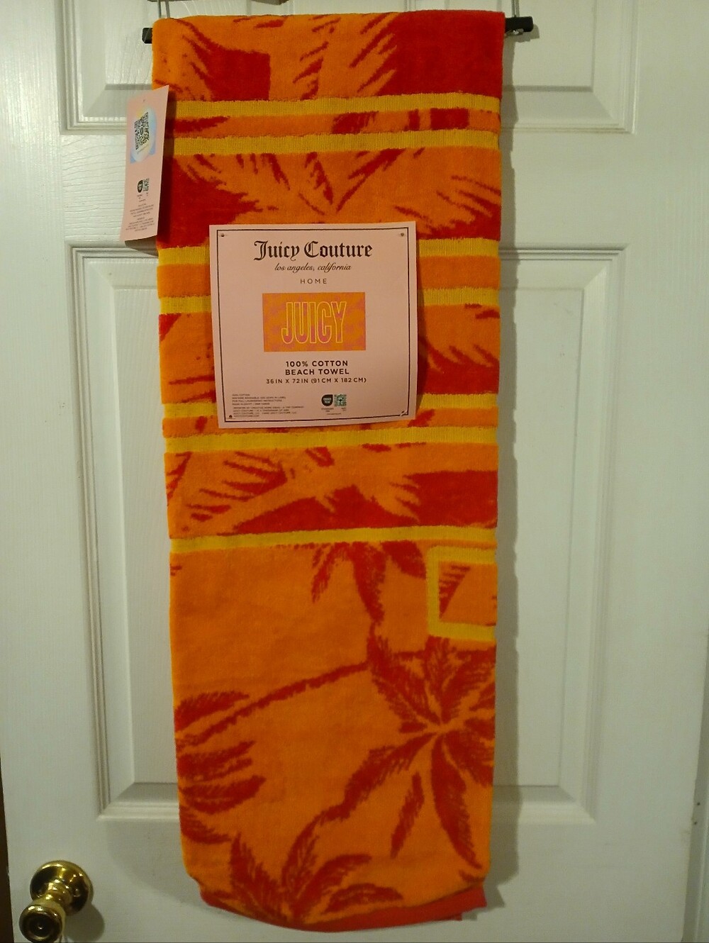 Juicy Couture NWT Orange & Yelllw Sunset 6ft Beach Towel
